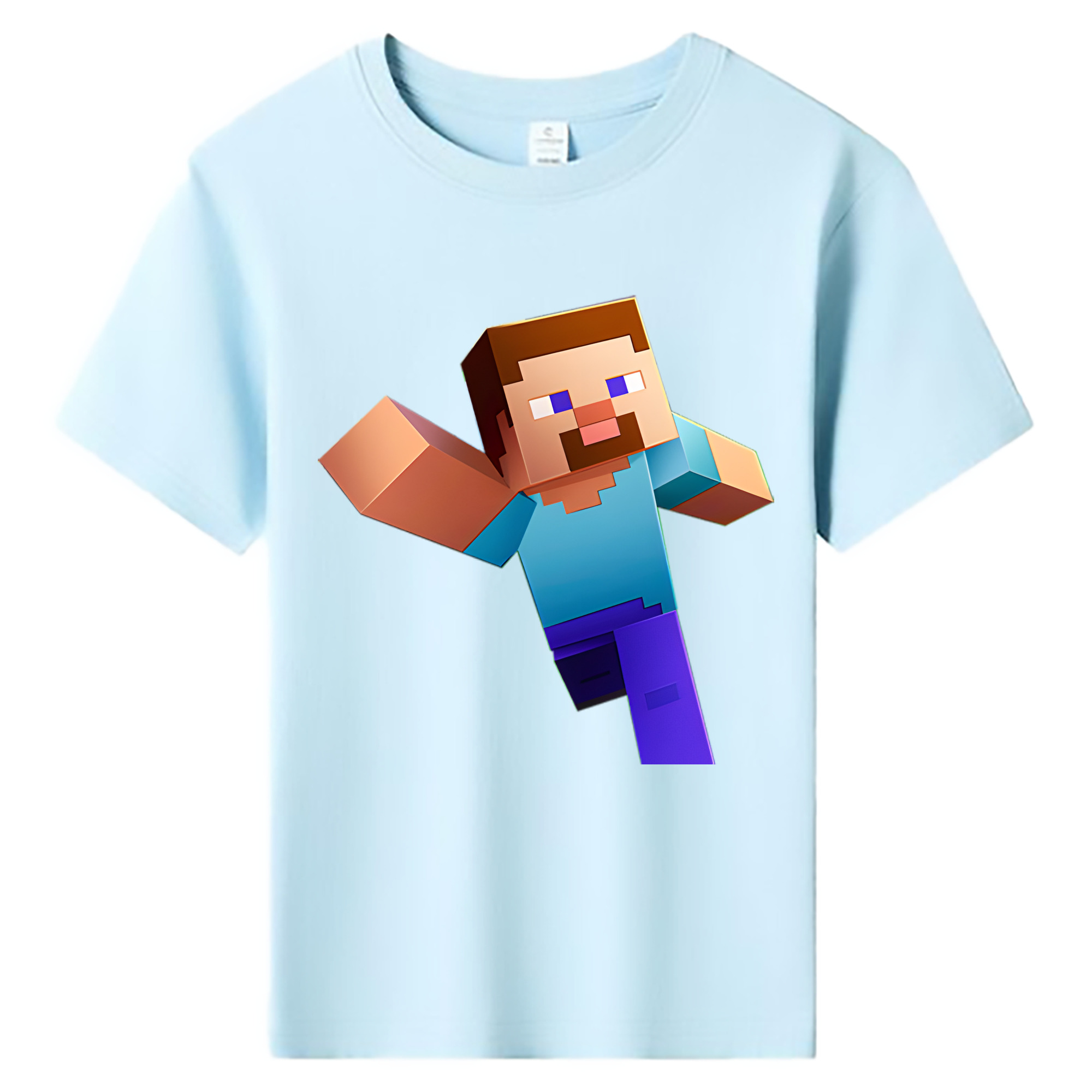 （画像用） マインクラフト ブロックの世界 Minecraft MC Block world 綿100％キッズTシャツ（フロントプリント）